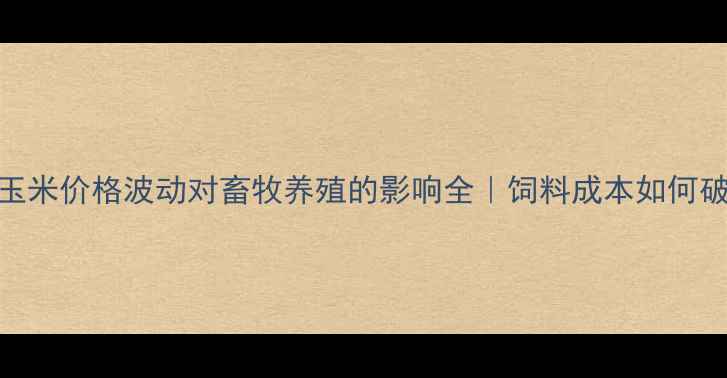 图片 上海玉米价格波动对畜牧养殖的影响全｜饲料成本如何破局？