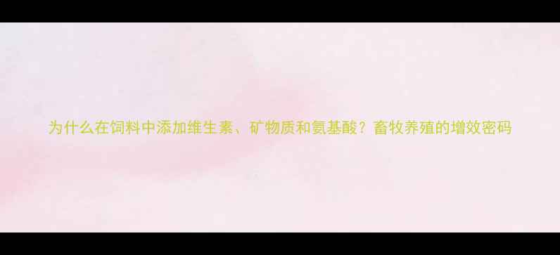 图片 为什么在饲料中添加维生素、矿物质和氨基酸？畜牧养殖的增效密码