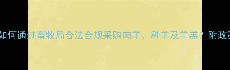 图片 买羊全流程指南：如何通过畜牧局合法合规采购肉羊、种羊及羊羔？附政策解读与注意事项2