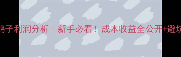 图片 养殖鸭子利润分析｜新手必看！成本收益全公开+避坑指南