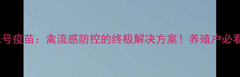 图片 禽用抗森二号疫苗：禽流感防控的终极解决方案！养殖户必看免疫指南2