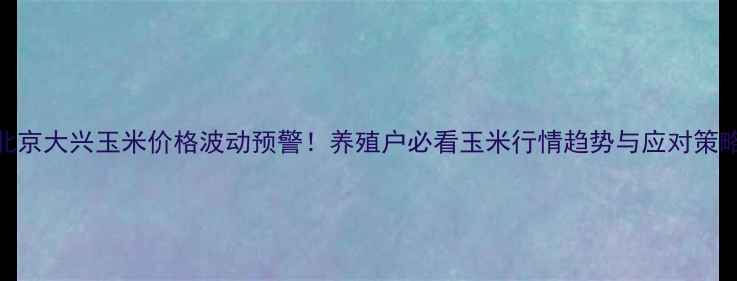 图片 🌾北京大兴玉米价格波动预警！养殖户必看玉米行情趋势与应对策略🐷