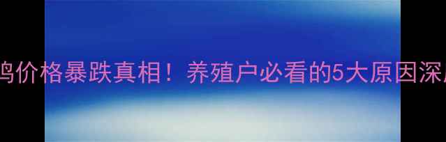 图片 🔥肉鸡价格暴跌真相！养殖户必看的5大原因深度💥1