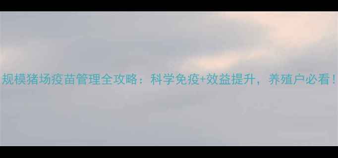 图片 🔥规模猪场疫苗管理全攻略：科学免疫+效益提升，养殖户必看！1